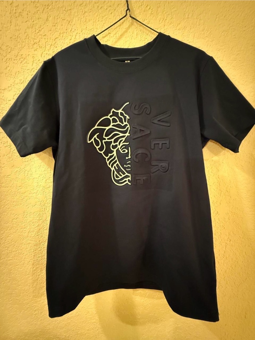 Versace Navy Medusa Embossed Logo Short-Sleeve Tee